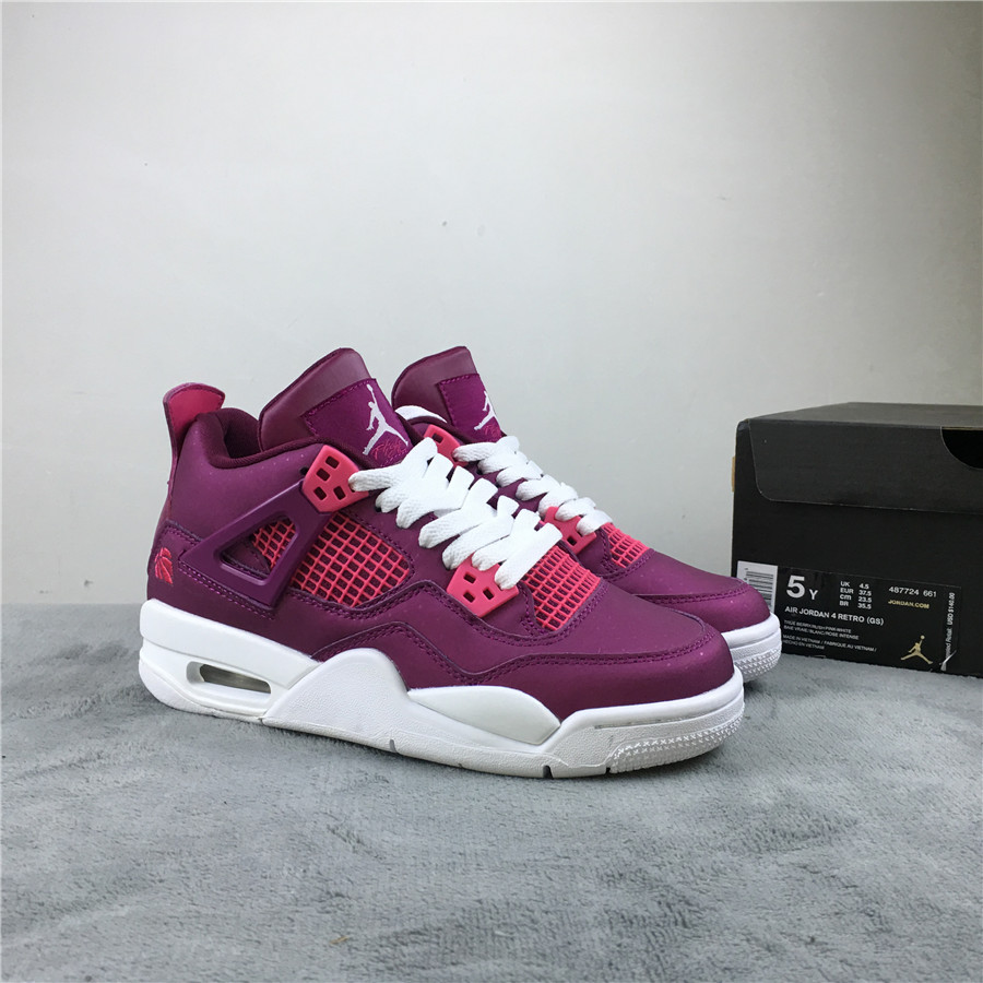 Air Jordan 4 Valentine Day's Purple White Shoes